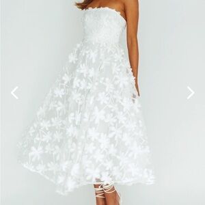 Dori Floral Embellished Midi Dress White